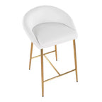 LumiSource Lot de 2 tabourets de bar 66 cm Matisse Glam Hauteur comptoir Métal doré/Similicuir blanc