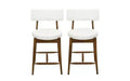 Christopher Knight Home Set of 2 Ryker Mid Century Modern Chenille Upholstered Rubber Wood Counter Height Barstools Beige/Walnut