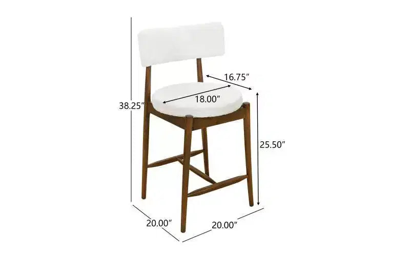 Christopher Knight Home Lot de 2 tabourets de bar à hauteur de comptoir Ryker en bois d'hévéa rembourrés en chenille de style moderne du milieu du siècle Beige/Noyer