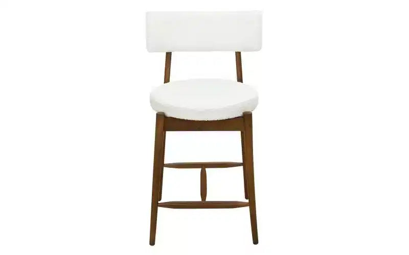 Christopher Knight Home Lot de 2 tabourets de bar à hauteur de comptoir Ryker en bois d'hévéa rembourrés en chenille de style moderne du milieu du siècle Beige/Noyer