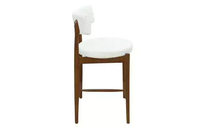 Christopher Knight Home Lot de 2 tabourets de bar à hauteur de comptoir Ryker en bois d'hévéa rembourrés en chenille de style moderne du milieu du siècle Beige/Noyer