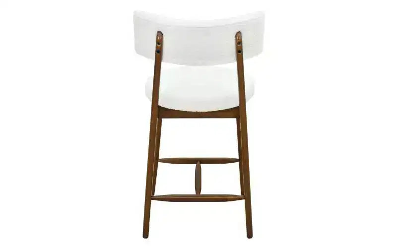Christopher Knight Home Lot de 2 tabourets de bar à hauteur de comptoir Ryker en bois d'hévéa rembourrés en chenille de style moderne du milieu du siècle Beige/Noyer