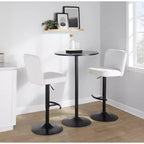 LumiSource Lot de 2 tabourets de bar réglables Henry Métal noir/Tissu blanc