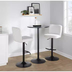 LumiSource Lot de 2 tabourets de bar réglables Henry Métal noir/Tissu blanc
