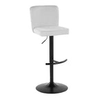 LumiSource Lot de 2 tabourets de bar réglables Henry Métal noir/Tissu blanc