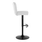 LumiSource Lot de 2 tabourets de bar réglables Henry Métal noir/Tissu blanc