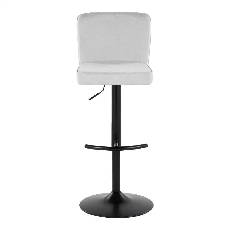 LumiSource Lot de 2 tabourets de bar réglables Henry Métal noir/Tissu blanc