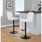 LumiSource Lot de 2 tabourets de bar réglables Henry Métal noir/Tissu blanc