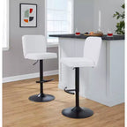 LumiSource Lot de 2 tabourets de bar réglables Henry Métal noir/Tissu blanc