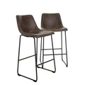 Set of 2 Jackson Barstool Brown - Finch: Eames-Inspired, Microfiber Seat, Metal Legs, Fixed Height 29"