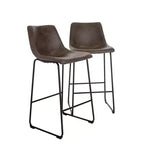 Set of 2 Jackson Barstool Brown - Finch: Eames-Inspired, Microfiber Seat, Metal Legs, Fixed Height 29"
