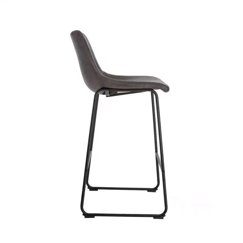 Lot de 2 tabourets de bar Jackson Marron - Finch : inspirés d'Eames, assise en microfibre, pieds en métal, hauteur fixe 74 cm