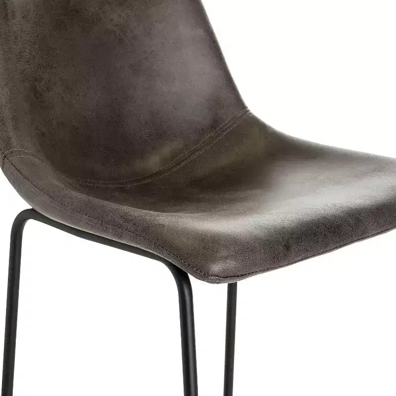 Lot de 2 tabourets de bar Jackson Marron - Finch : inspirés d'Eames, assise en microfibre, pieds en métal, hauteur fixe 74 cm