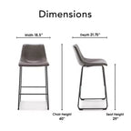 Lot de 2 tabourets de bar Jackson Marron - Finch : inspirés d'Eames, assise en microfibre, pieds en métal, hauteur fixe 74 cm