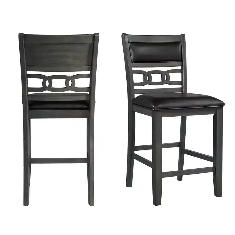 Set of 2 Taylor Faux Leather Counter Height Barstools Gray - Picket House Furnishings: Polyester Upholstery, MDF Frame, 300 lbs Capacity