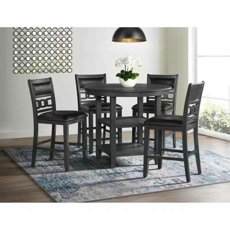 Lot de 2 tabourets de bar hauteur comptoir Taylor en similicuir gris - Picket House Furnishings : Rembourrage en polyester, Cadre en MDF, Capacité 136 kg