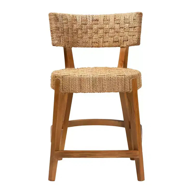 bali & pari Sabit Tabouret de comptoir en bois d'acajou et jonc de mer Naturel/Marron naturel