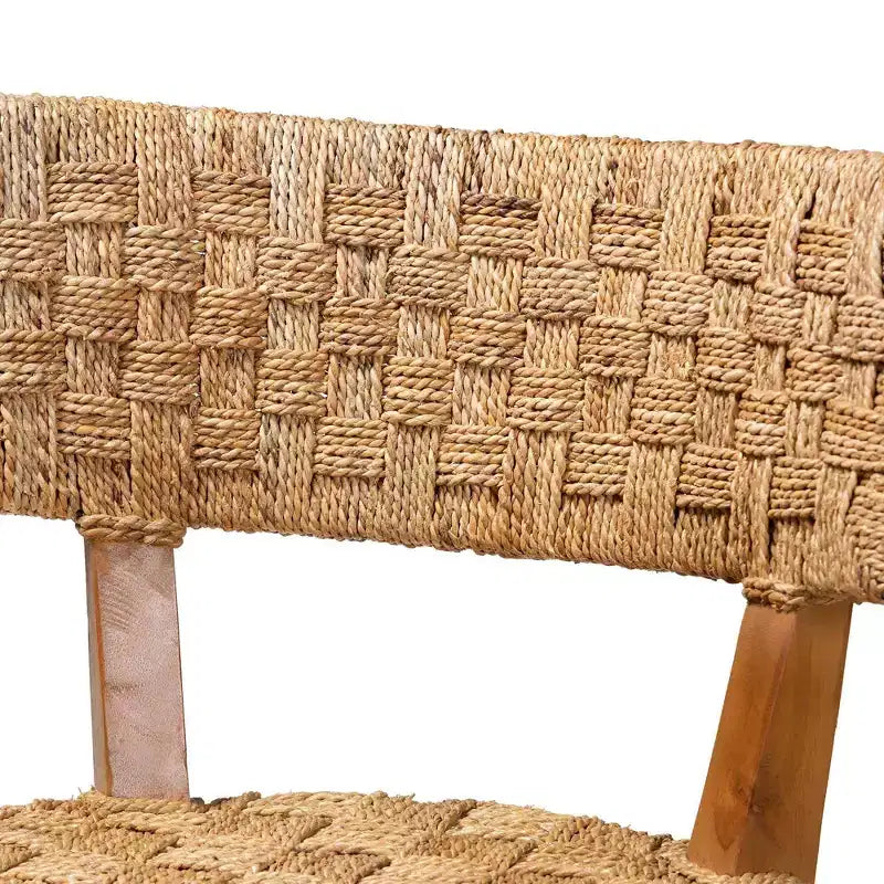 bali & pari Sabit Tabouret de comptoir en bois d'acajou et jonc de mer Naturel/Marron naturel