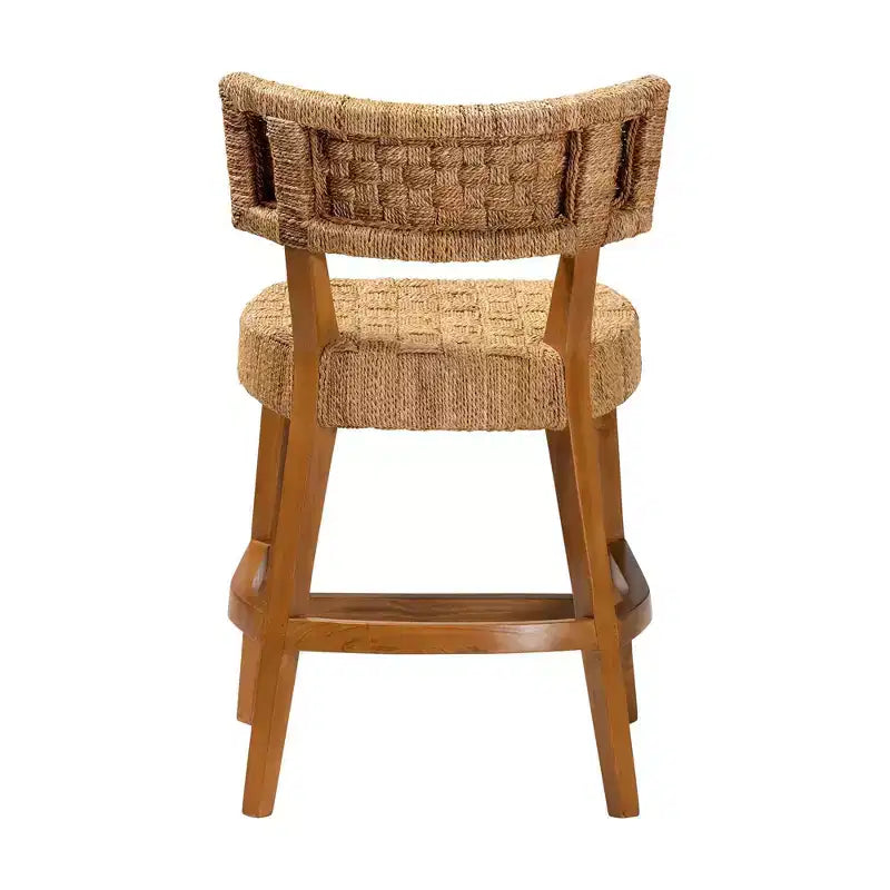 bali & pari Sabit Tabouret de comptoir en bois d'acajou et jonc de mer Naturel/Marron naturel