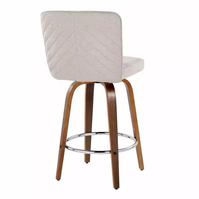 LumiSource Lot de 2 tabourets de bar hauteur comptoir Henry Bois de noyer/Tissu beige