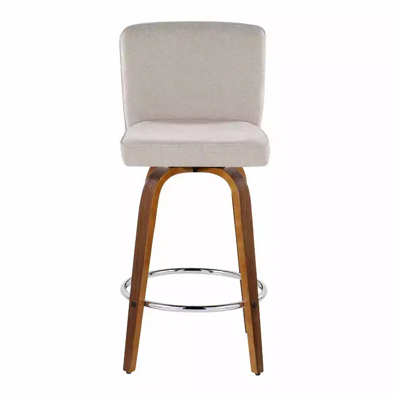 LumiSource Lot de 2 tabourets de bar hauteur comptoir Henry Bois de noyer/Tissu beige