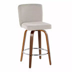 LumiSource Lot de 2 tabourets de bar hauteur comptoir Henry Bois de noyer/Tissu beige