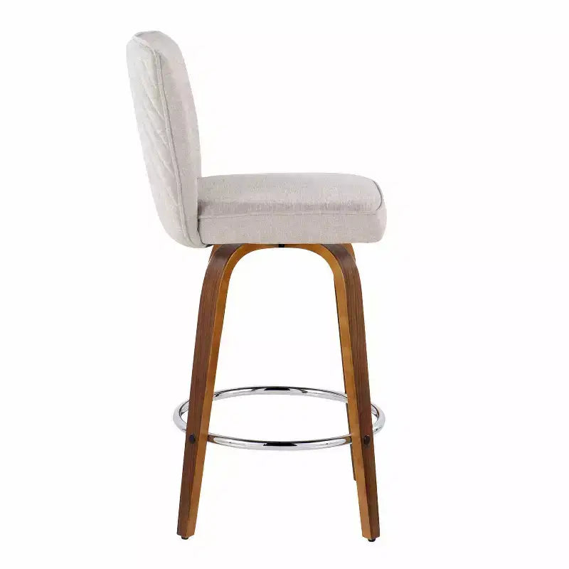 LumiSource Lot de 2 tabourets de bar hauteur comptoir Henry Bois de noyer/Tissu beige