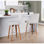 LumiSource Lot de 2 tabourets de bar hauteur comptoir Henry Bois de noyer/Tissu beige