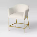 Gladden Barrel Counter Height Barstool: Upholstered, Brass Legs, Cushioned - Threshold™
