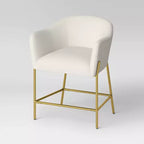 Gladden Barrel Counter Height Barstool: Upholstered, Brass Legs, Cushioned - Threshold™