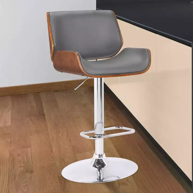 Tabouret de bar contemporain pivotant Eloise gris/chrome - Armen Living