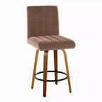 LumiSource Ensemble de 2 tabourets de bar hauteur comptoir Hank Bois de noyer/Tissu marron