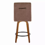 LumiSource Ensemble de 2 tabourets de bar hauteur comptoir Hank Bois de noyer/Tissu marron