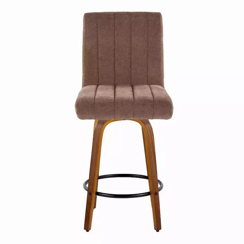 LumiSource Ensemble de 2 tabourets de bar hauteur comptoir Hank Bois de noyer/Tissu marron