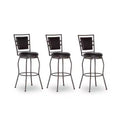 Linon 3pc Teagan Adjustable Stool Set Dark Brown: Upholstered, Powder-Coated, Kitchen Island Seating