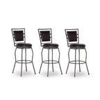Linon 3pc Teagan Adjustable Stool Set Dark Brown: Upholstered, Powder-Coated, Kitchen Island Seating