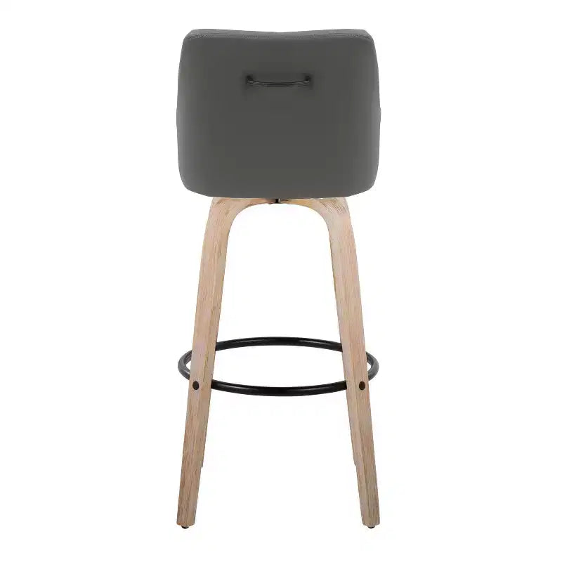 LumiSource Lot de 2 tabourets de bar Hannah Bois blanchi/PU gris foncé