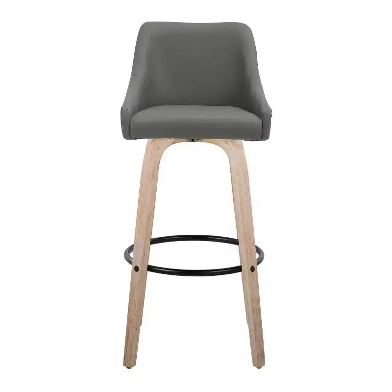 LumiSource Lot de 2 tabourets de bar Hannah Bois blanchi/PU gris foncé