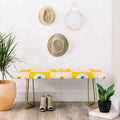 Maritza Lisa White Checkered Flowers Bench Yellow - Deny Designs