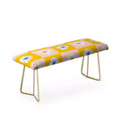 Maritza Lisa White Checkered Flowers Banc Jaune - Deny Designs