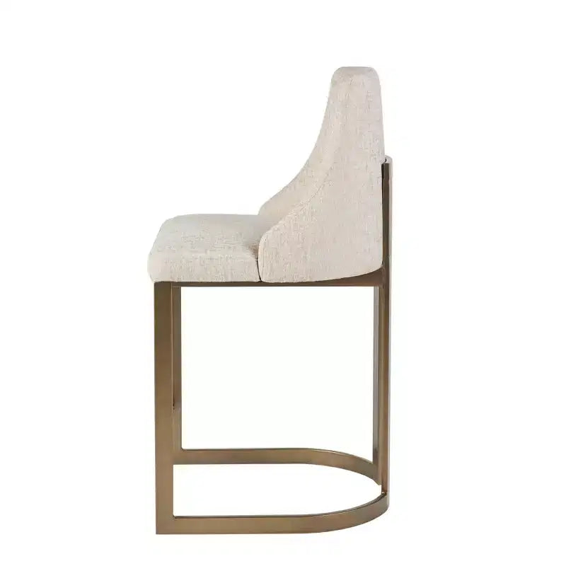 Tabouret de bar rembourré Madison Park Thornton de 66 cm avec base en métal, crème
