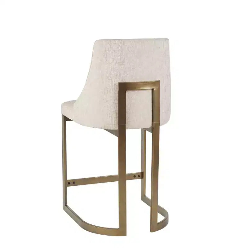 Tabouret de bar rembourré Madison Park Thornton de 66 cm avec base en métal, crème
