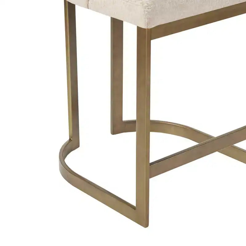 Tabouret de bar rembourré Madison Park Thornton de 66 cm avec base en métal, crème