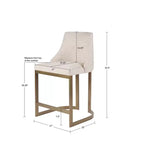 Tabouret de bar rembourré Madison Park Thornton de 66 cm avec base en métal, crème
