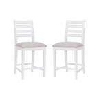 Set of 2 Flynn Ladder Back Counter Height Barstools Upholstered White - Linon: No Assembly, Solid Beechwood