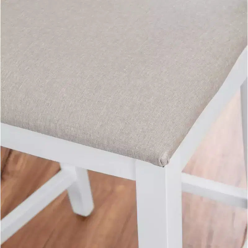 Lot de 2 tabourets de bar à hauteur de comptoir Flynn avec dossier échelle, rembourrés blanc - Linon : Aucun assemblage, Hêtre massif