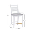 Lot de 2 tabourets de bar à hauteur de comptoir Flynn avec dossier échelle, rembourrés blanc - Linon : Aucun assemblage, Hêtre massif