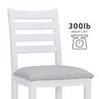 Lot de 2 tabourets de bar à hauteur de comptoir Flynn avec dossier échelle, rembourrés blanc - Linon : Aucun assemblage, Hêtre massif