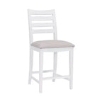 Lot de 2 tabourets de bar à hauteur de comptoir Flynn avec dossier échelle, rembourrés blanc - Linon : Aucun assemblage, Hêtre massif