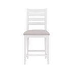 Lot de 2 tabourets de bar à hauteur de comptoir Flynn avec dossier échelle, rembourrés blanc - Linon : Aucun assemblage, Hêtre massif